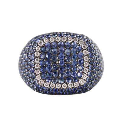 Bonato 18k Gold Sapphire Diamond Signet Ring