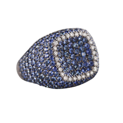 Bonato 18k Gold Sapphire Diamond Signet Ring