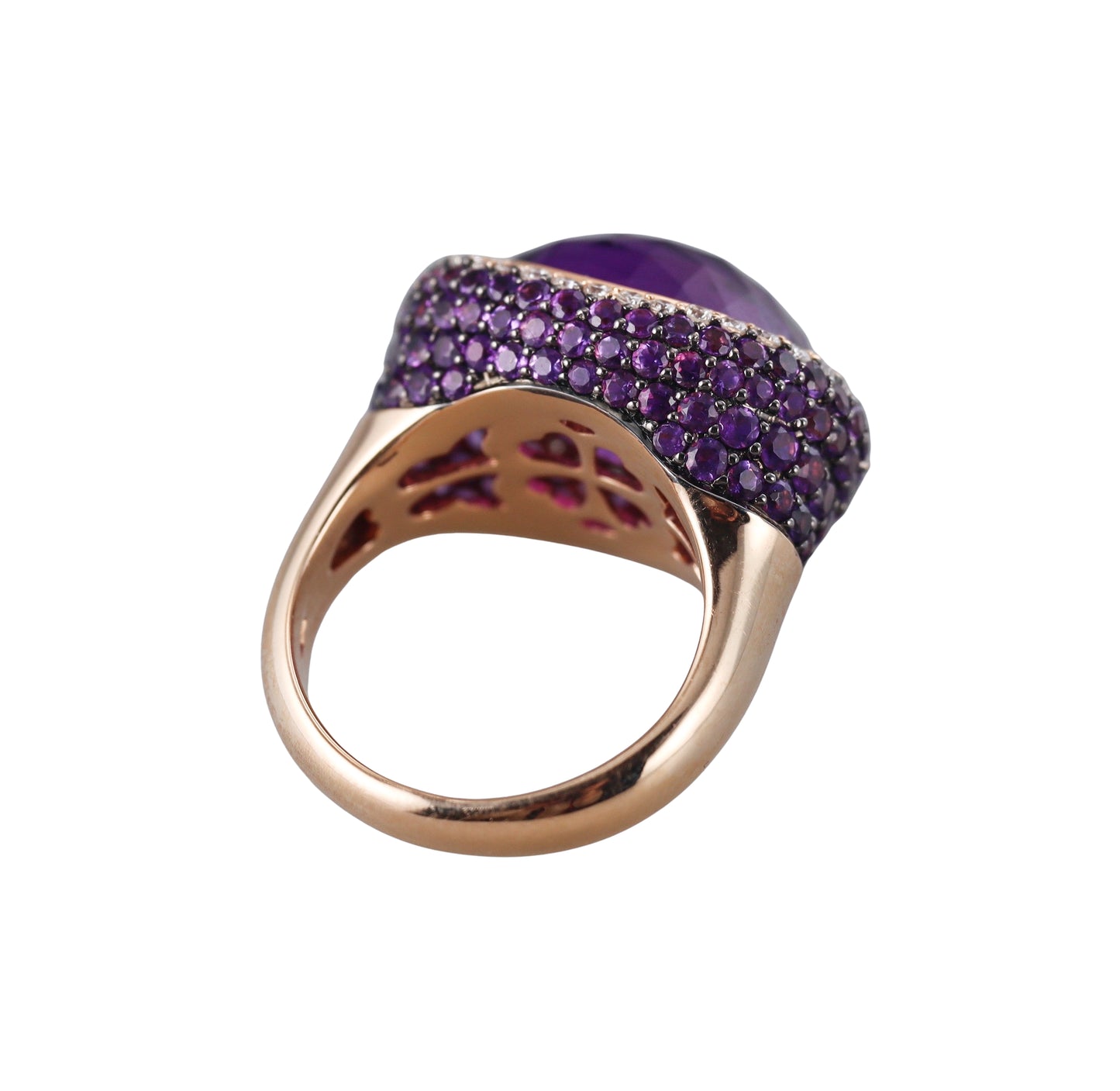 Bonato Diamond Amethyst 18k Yellow Gold Cocktail Ring