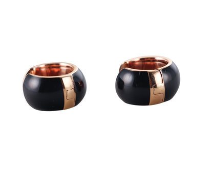 Bonato Diamond Black Enamel 18k Rose Gold Hoop Earrings